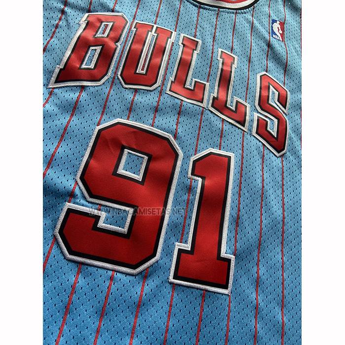 Camiseta Chicago Bulls Dennis Rodman NO 91 Mitchell & Ness 1996-97 Azul